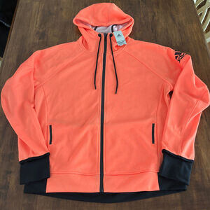Adidas Performance Neon Orange Zip Hoodie Daybreaker Jacket XL NWT